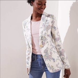 LOFT Floral Modern Blazer - White Size 6